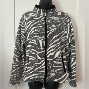 Birdee Sport Full Zip Golf Jacket Zebra Print 2 Front Zip Pockets